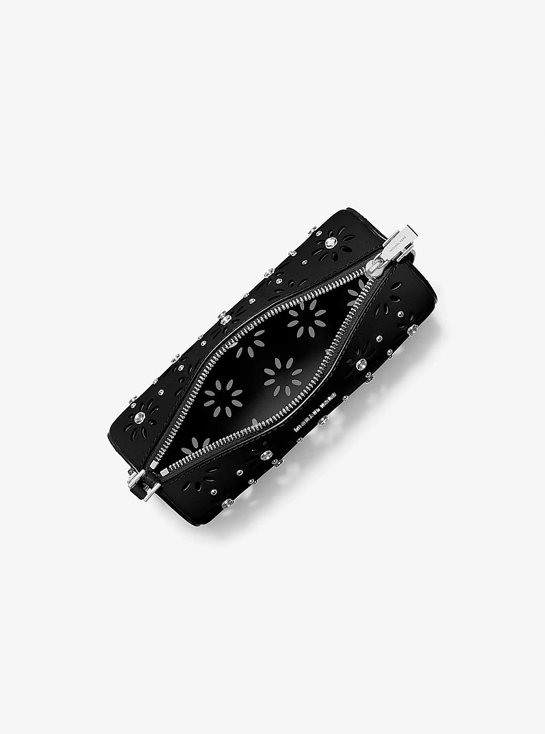 Izzy Small Pebbled Leather Barrel Pochette in BLACK | Michael Kors