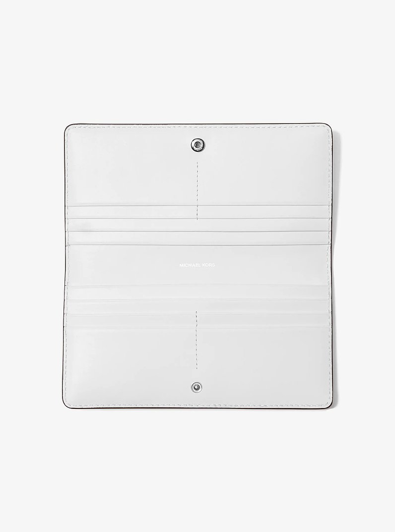 Grand portefeuille Bryant en cuir grain&eacute; avec bouton-pression sur le devant in BLANC OPTIQUE | Michael Kors