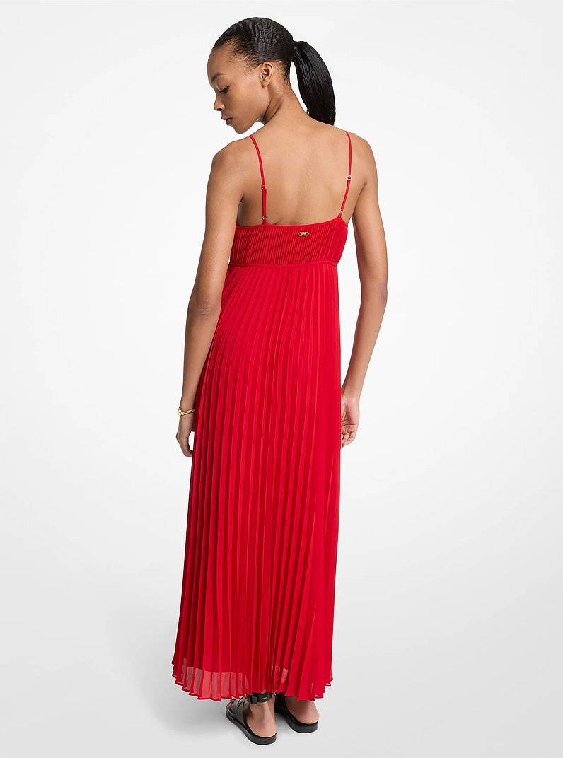 Maxi abito a pieghe in georgette in CREMISI | Michael Kors