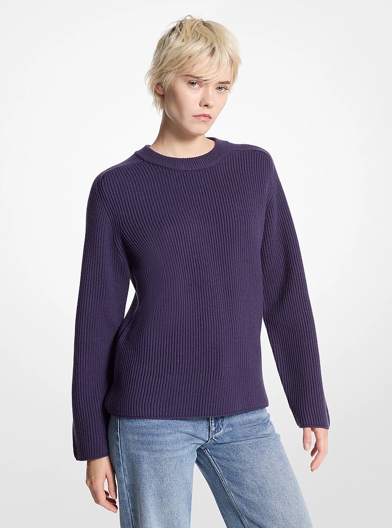 Chandail c&ocirc;tel&eacute; en laine m&eacute;rinos in DARK IRIS | Michael Kors