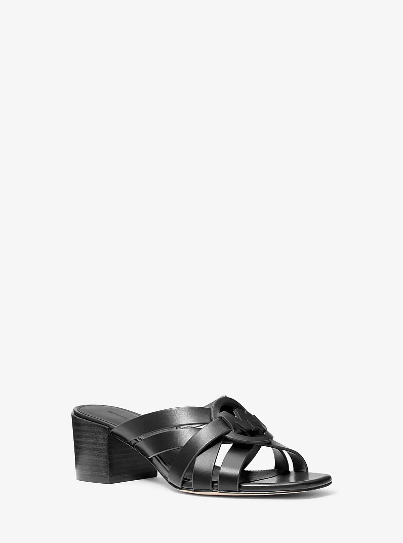 Erika Leather Sandal in BLACK | Michael Kors