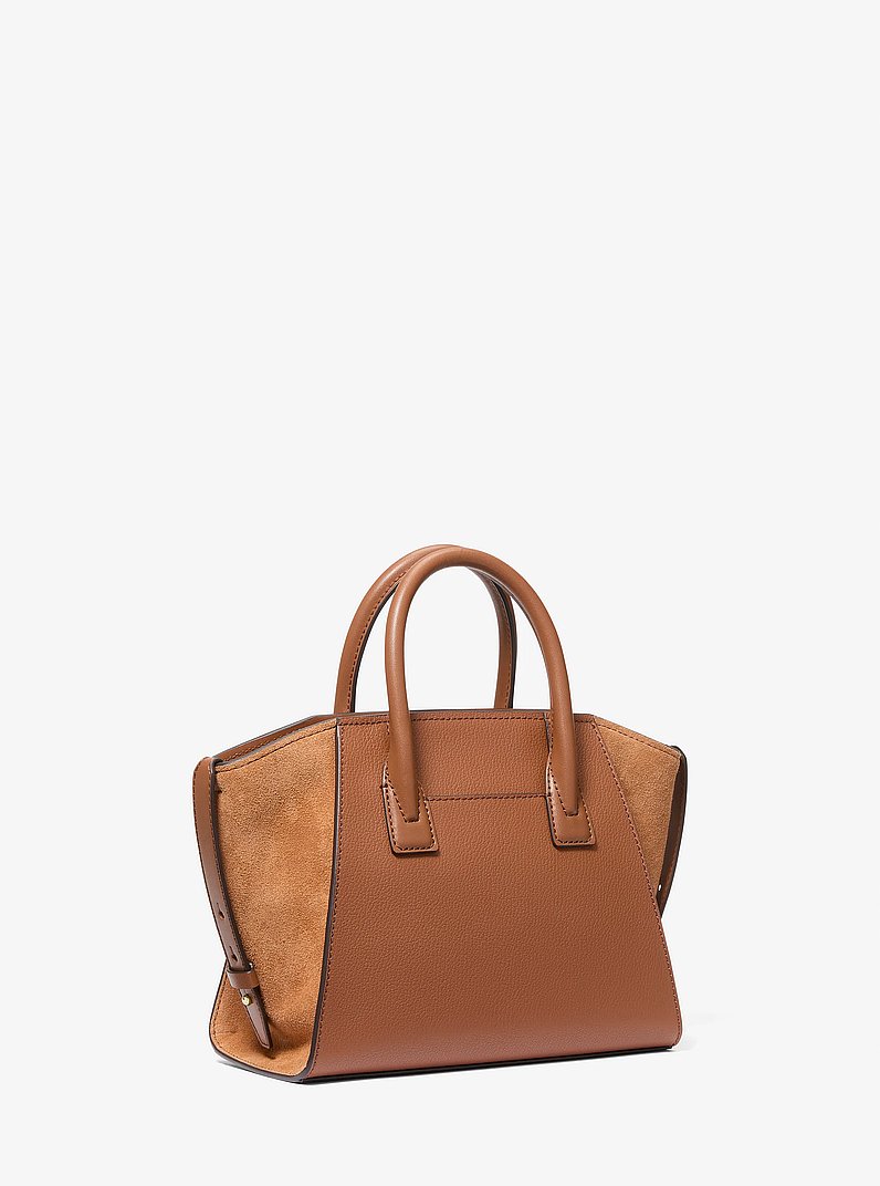 Avril Small Pebbled Leather Satchel in LUGGAGE | Michael Kors