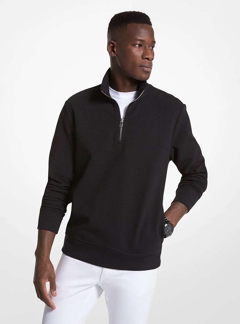 Pull &agrave; demi-zip en m&eacute;lange de coton in NOIR | Michael Kors