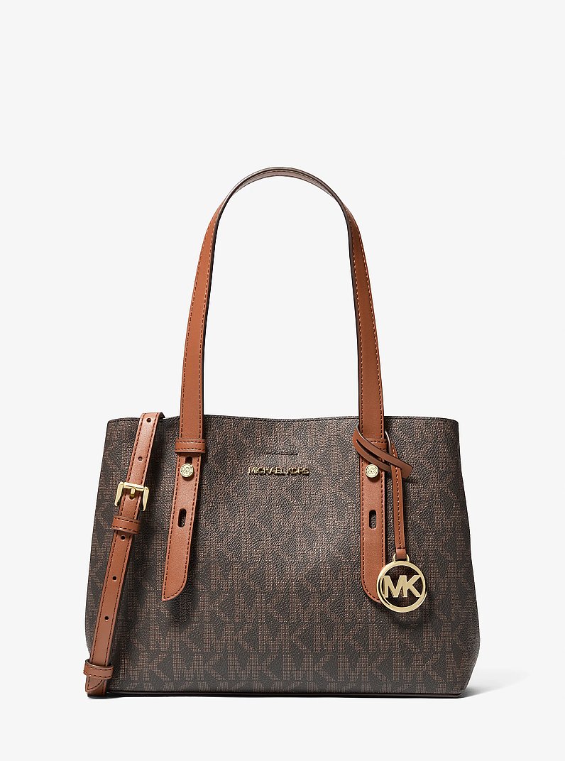 Mel Small Signature Logo Tote Bag in BROWN/LUGGAGE | Michael Kors