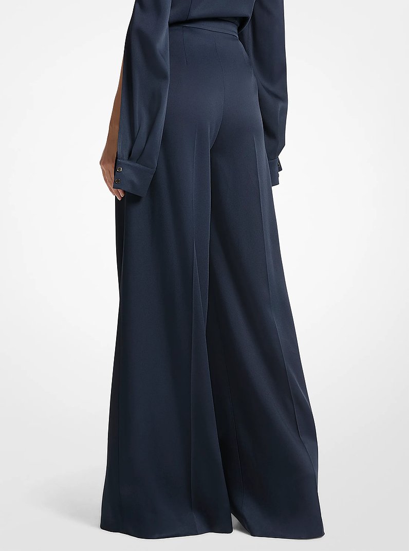 Pantal&oacute;n palazzo de sat&eacute;n in AZUL MEDIANOCHE | Michael Kors