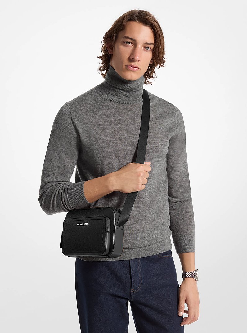 Cooper Pebbled Leather Utility Crossbody Bag in BLACK | Michael Kors