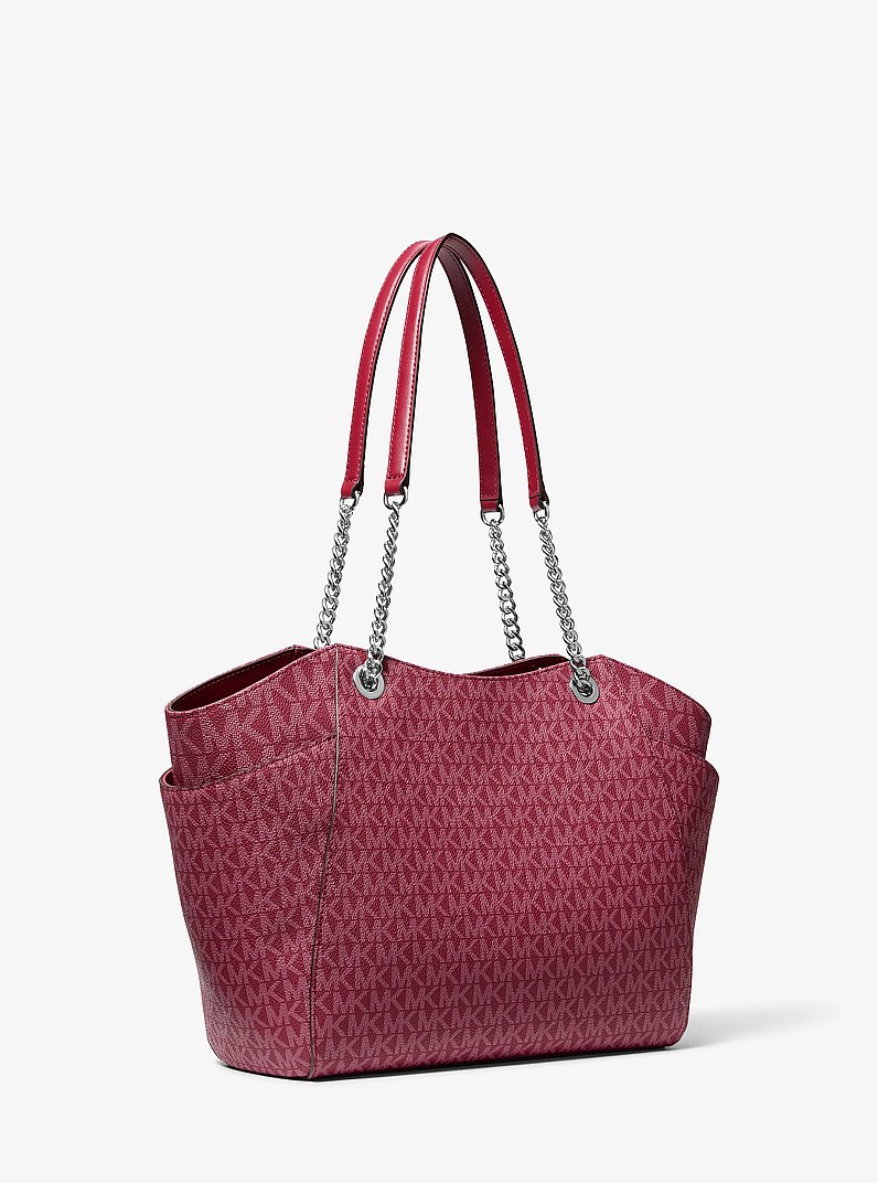 Jet Set Large Signature Logo Shoulder Bag in MAROON | Michael Kors