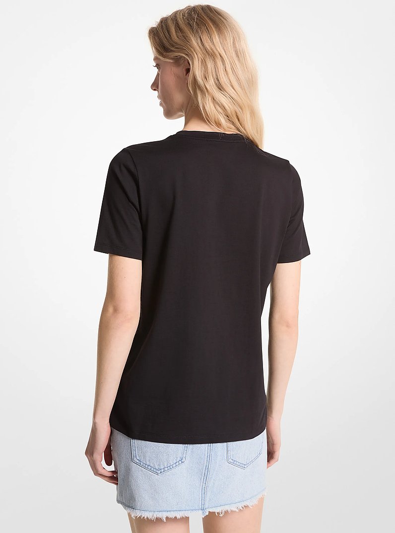 Empire Logo Organic Cotton Jersey T-Shirt in BLACK | Michael Kors