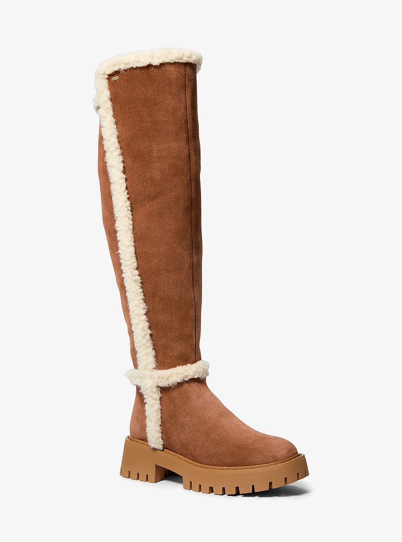 Asher Suede and Faux Shearling Boot in LUGGAGE | Michael Kors