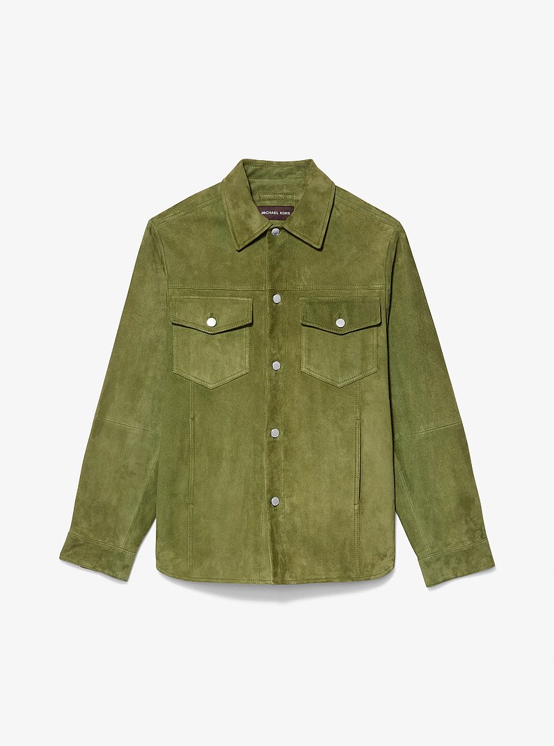 Suede Shirt Jacket in EVERGREEN | Michael Kors
