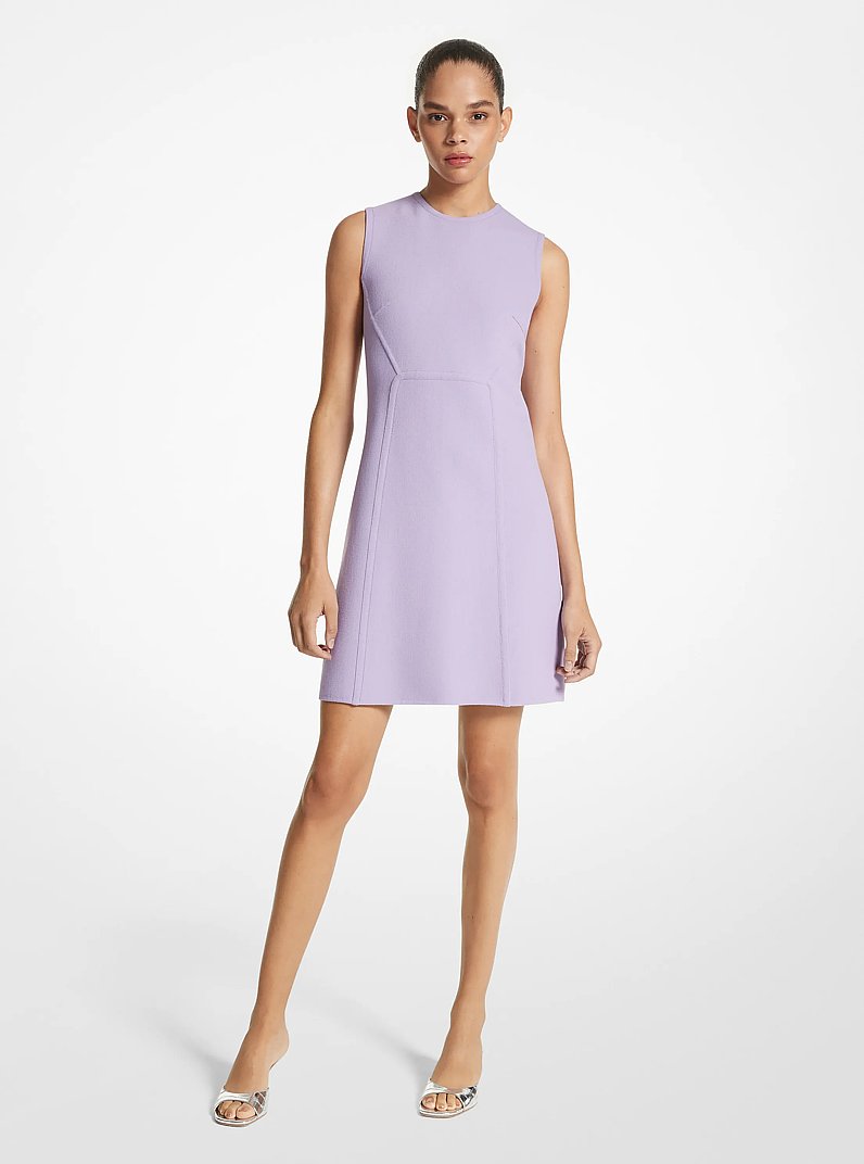 Double Faced Stretch Wool Crepe Shift Dress in FREESIA | Michael Kors