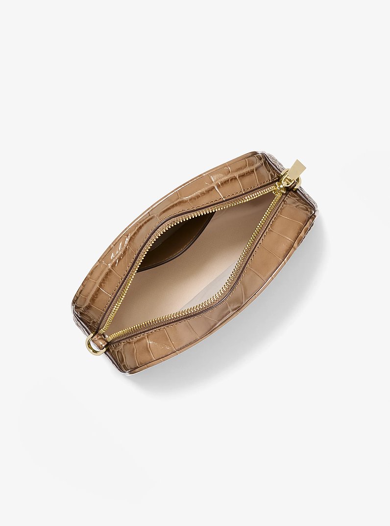 Petit sac &agrave; bandouli&egrave;re Jet Set en cuir effet crocodile en relief in BOGUE | Michael Kors