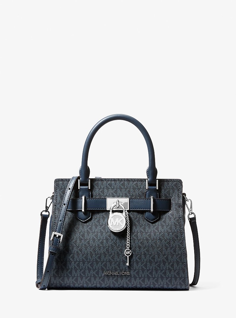 Bolso satchel Hamilton peque&ntilde;o con logotipo exclusivo in AZUL OSCURO | Michael Kors
