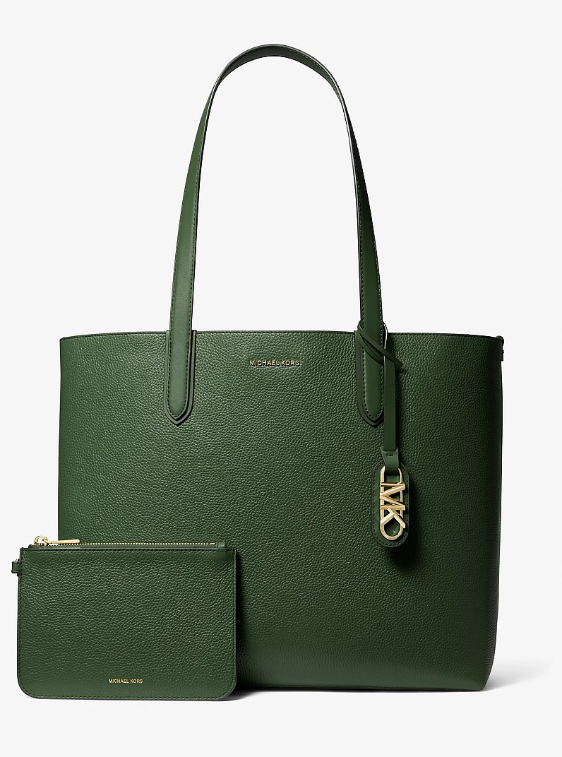 Eliza Extra-Large Pebbled Leather Reversible Tote Bag in AMAZON GREEN | Michael Kors