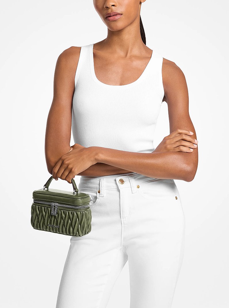 Sac &agrave; bandouli&egrave;re Vivi matelass&eacute; de style trousse de maquillage in VERT OLIVE | Michael Kors