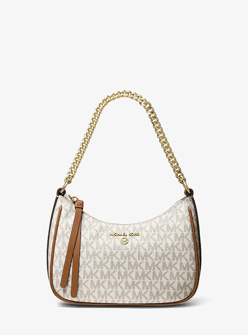 Jet Set Charm Small Logo Pochette in VANILLA/ACORN | Michael Kors