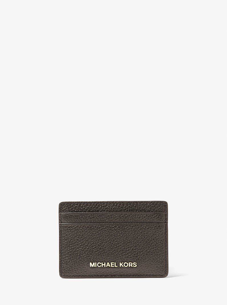 Pebbled Leather Card Case in CHOCOLATE | Michael Kors