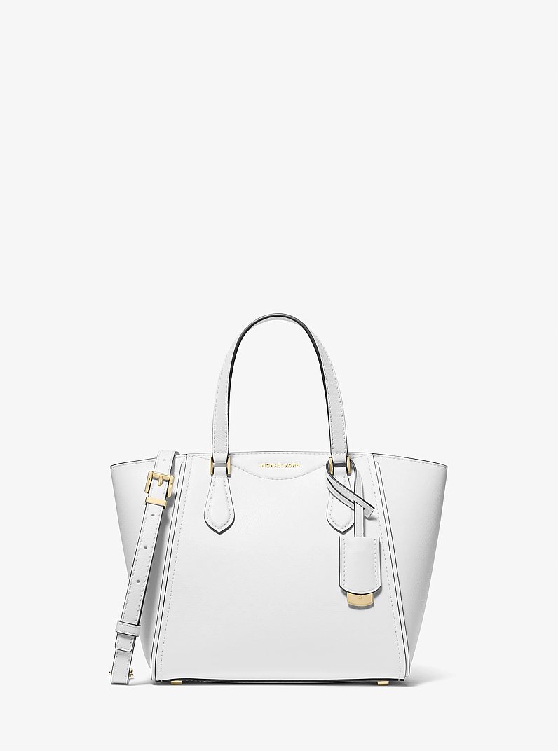 Taryn Small Leather Convertible Crossbody Bag in OPTIC WHITE | Michael Kors