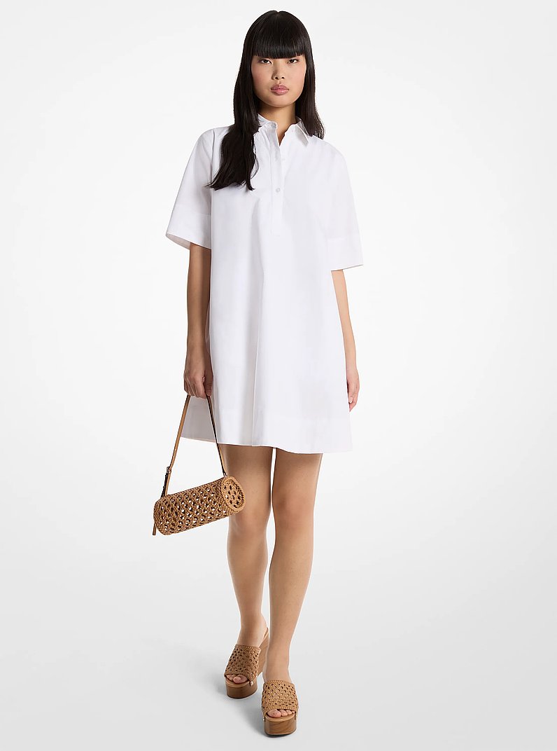 Robe chemise en popeline de coton in BLANC | Michael Kors