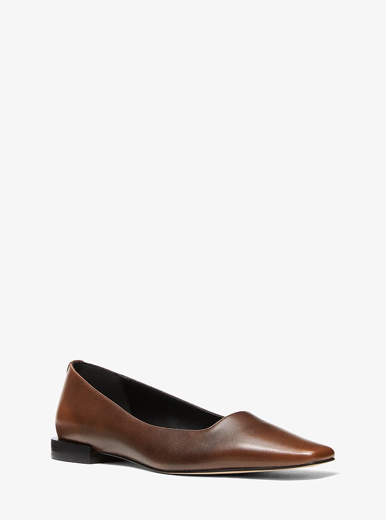 Darrah Burnished Leather Ballet Flat in LUGGAGE | Michael Kors