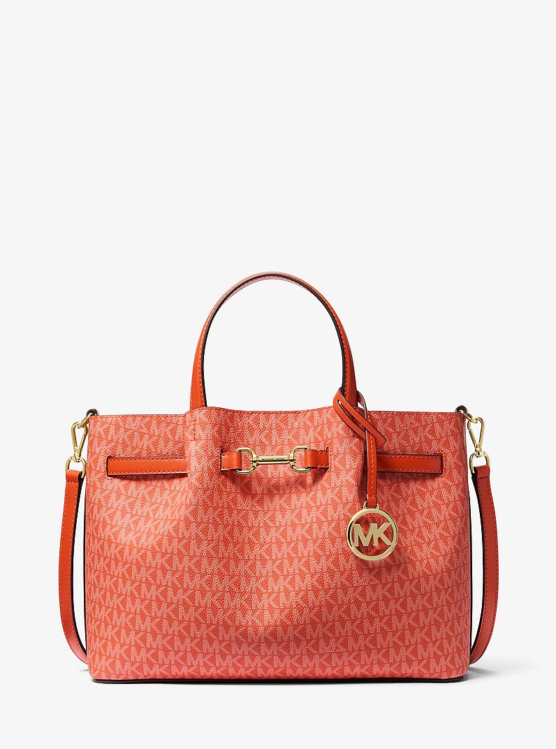 Carson Medium Signature Logo Satchel in RED CLAY | Michael Kors
