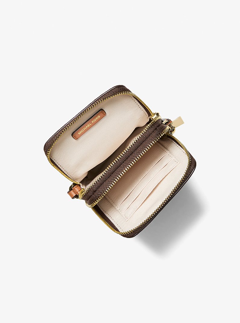 Jet Set Small Signature Logo Smartphone Crossbody Bag in BRN/ACORN | Michael Kors