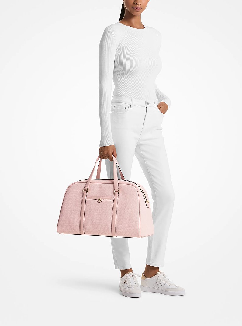 Bolso de viaje Jet Set Travel extragrande con logotipo exclusivo in POLVO ROS&Aacute;CEO CLARO | Michael Kors
