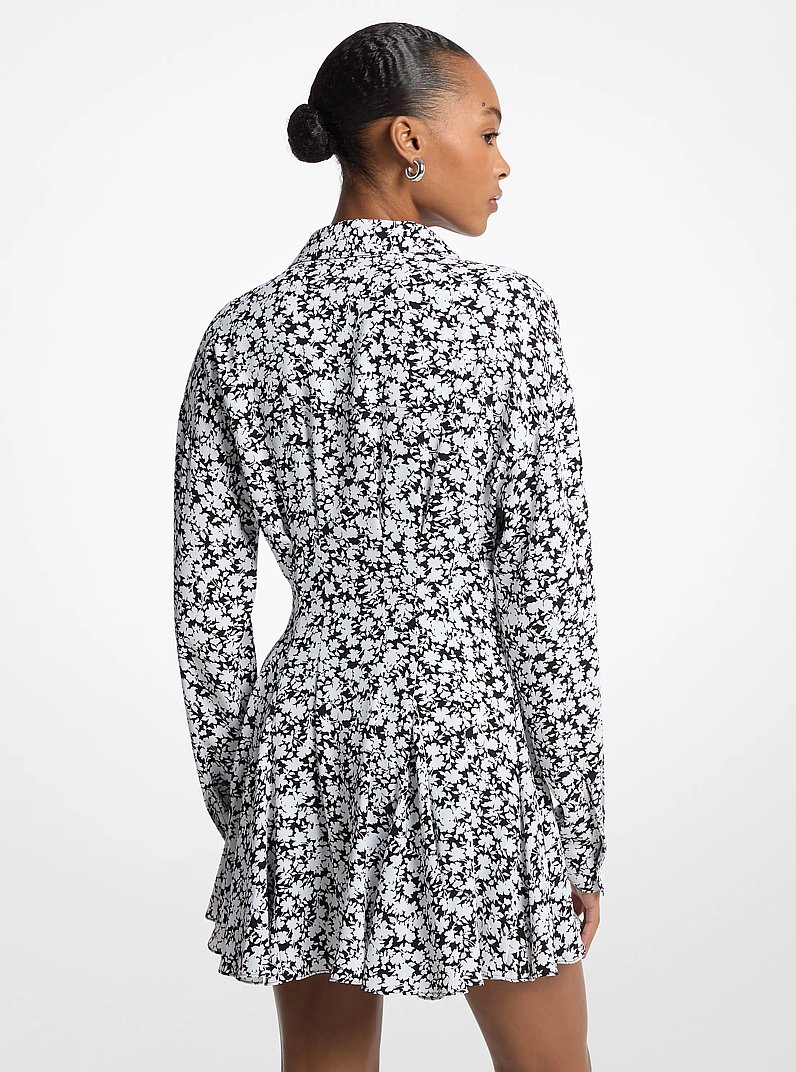 Floral Print Satin Back Crepe Shirtdress in WHITE | Michael Kors