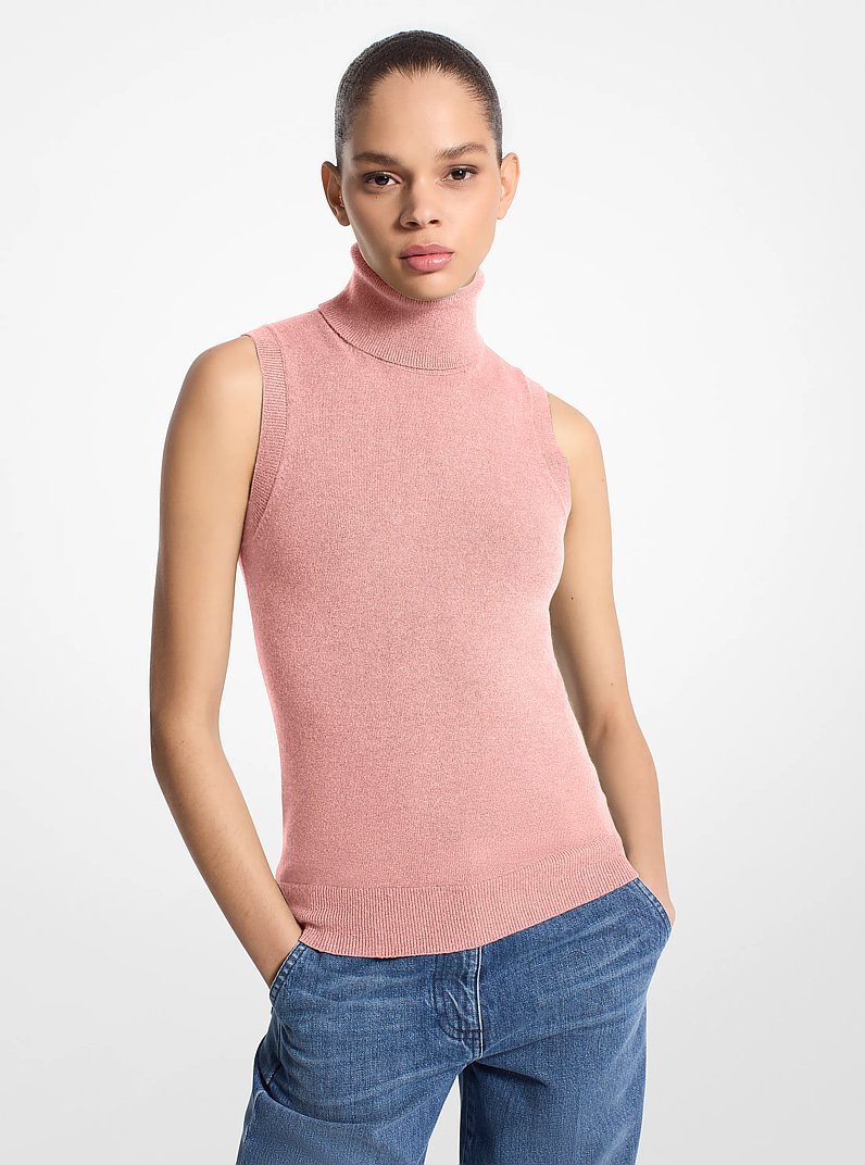 Su&eacute;ter de cuello de tortuga de cachemir sin mangas in ROSETTE | Michael Kors