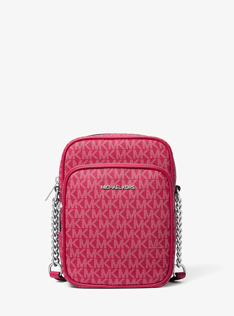 Jet Set Travel Medium Signature Logo Crossbody Bag in DK RASPBERRY | Michael Kors
