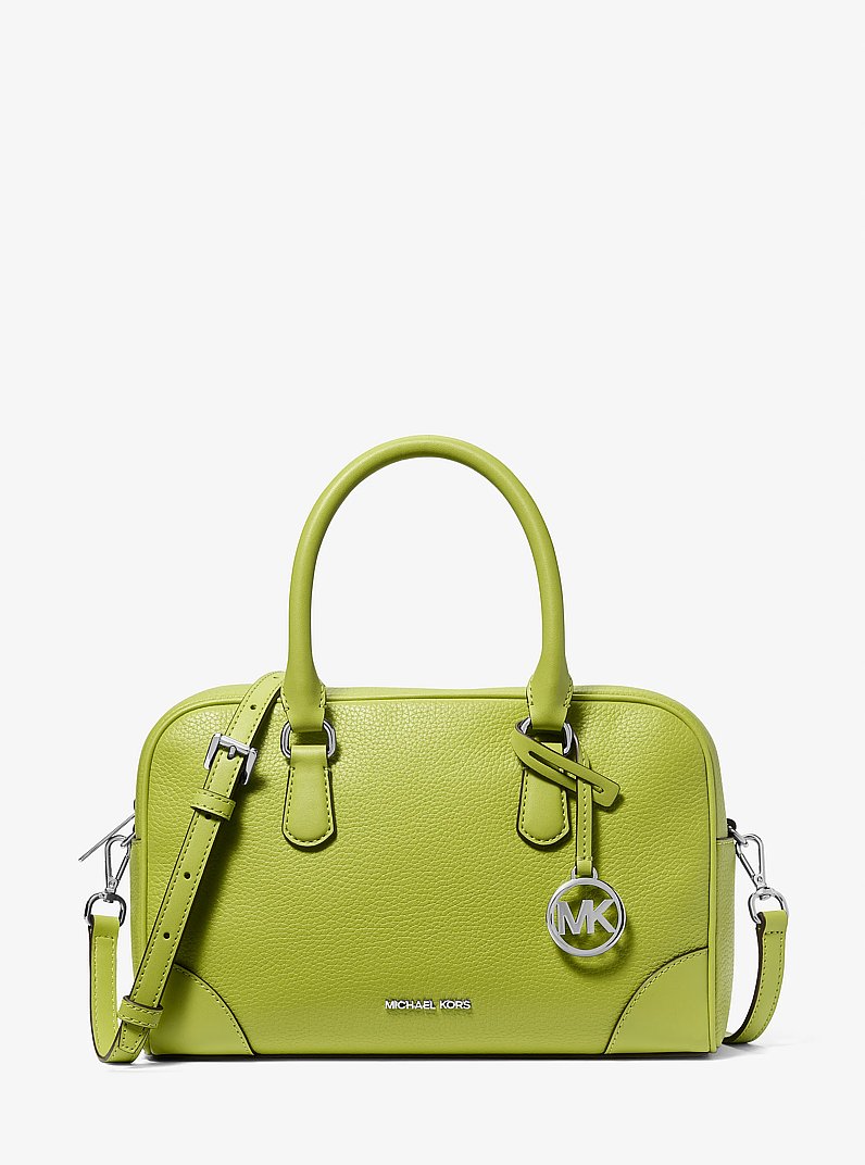 Thompson Medium Pebbled Leather Satchel in LIME | Michael Kors