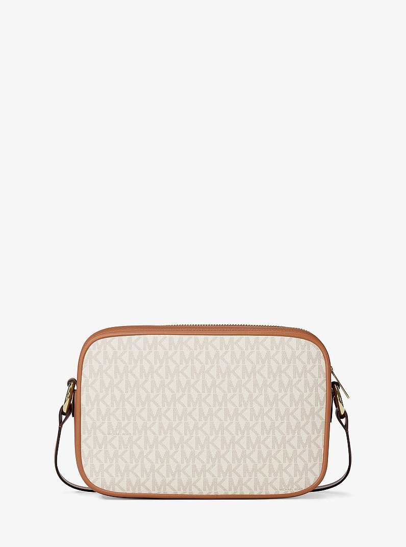 Jet Set Travel Large Signature logo Camera Crossbody Bag in VANILLA | Michael Kors