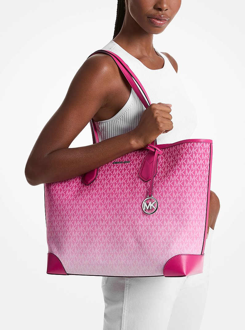 Eva Large Ombr&eacute; Signature Logo Tote Bag in DRAGONFRUIT | Michael Kors
