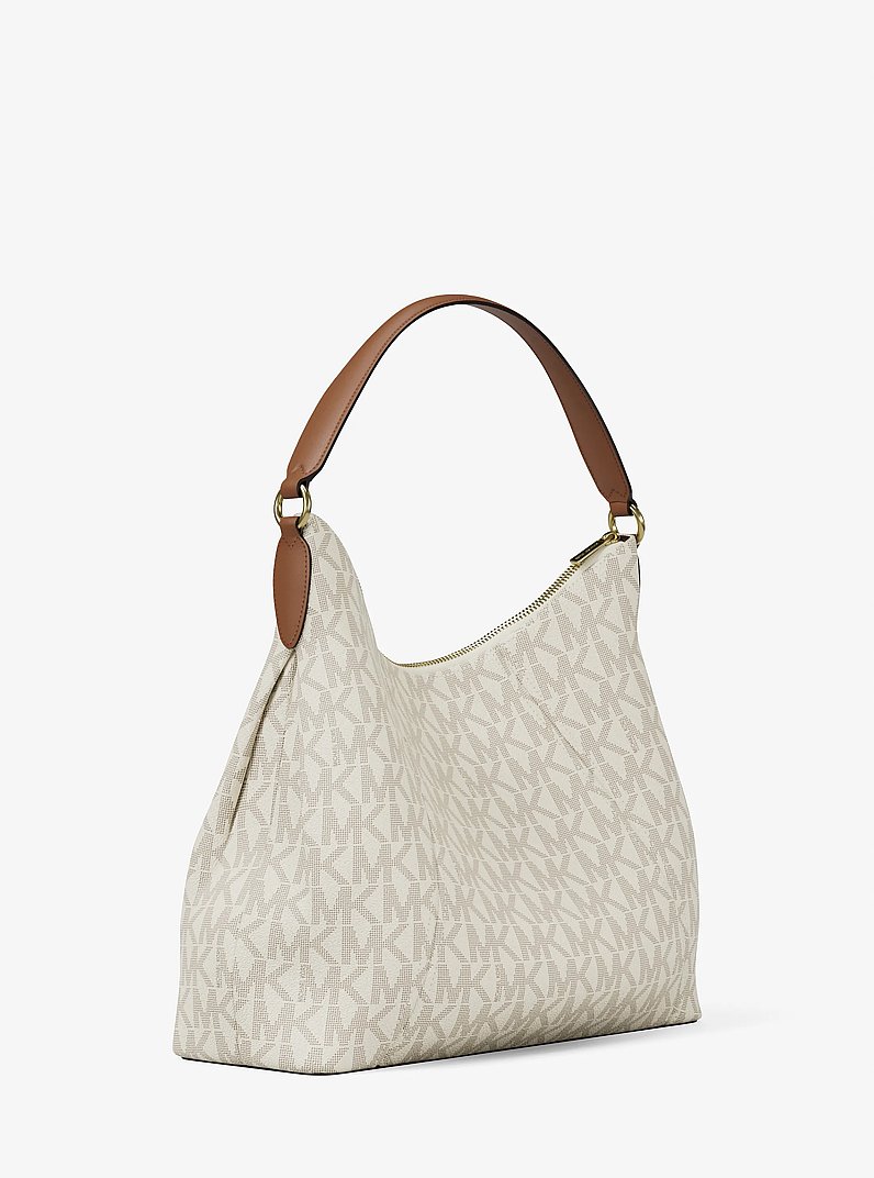 Sienna Large Signature Logo Convertible Shoulder Bag in VANILLA/LUGGAGE | Michael Kors
