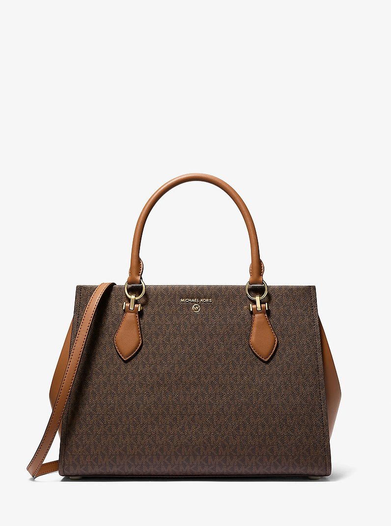 Bolso satchel Marilyn grande con logotipo in MARR&Oacute;N/BELLOTA | Michael Kors