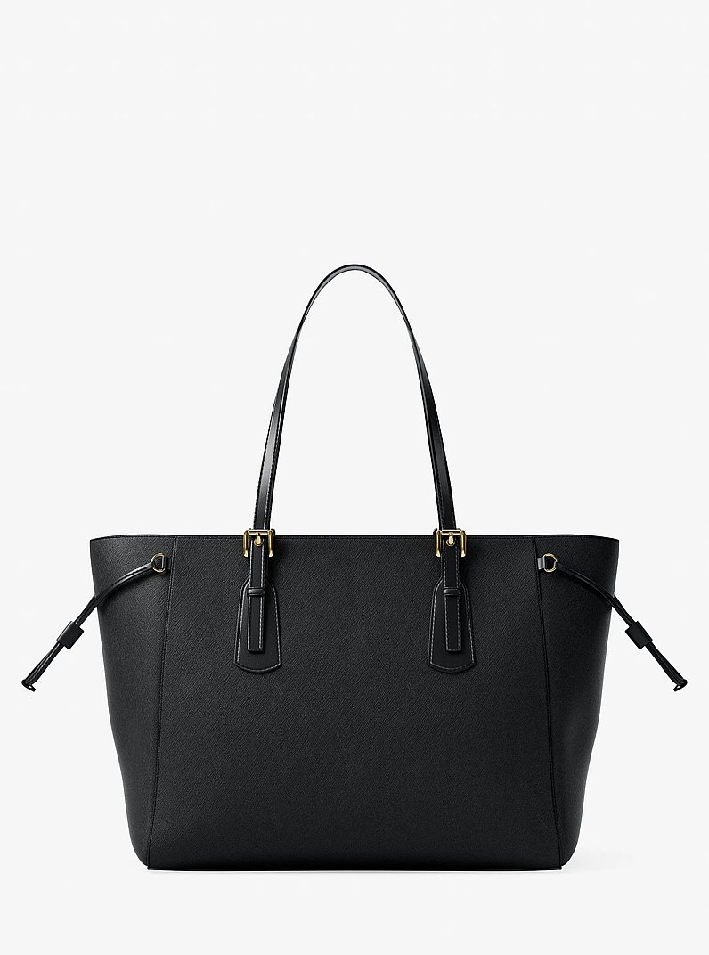 Voyager Large Saffiano Leather Tote Bag in BLACK | Michael Kors