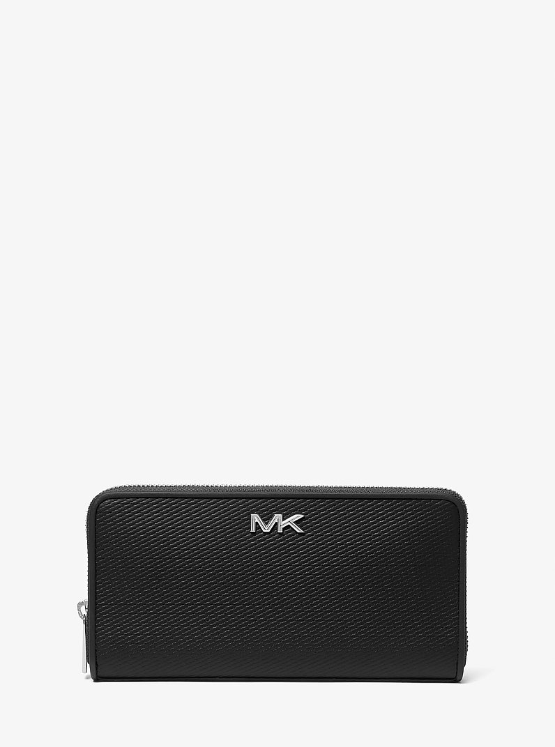 Varick Leather Zip-Around Wallet in BLACK | Michael Kors