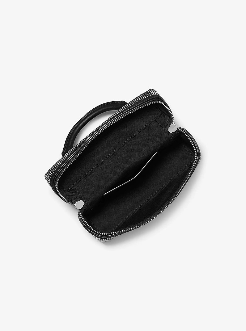 Bandolera Jana extrapeque&ntilde;a de gamuza convertible adornada in NEGRO | Michael Kors