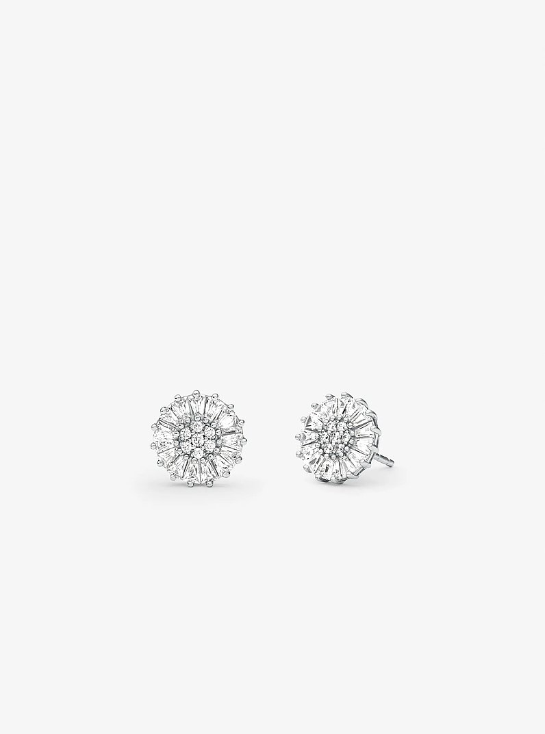 Precious Metal-Plated Sterling Silver Pav&eacute; Stud Earrings in SILVER | Michael Kors