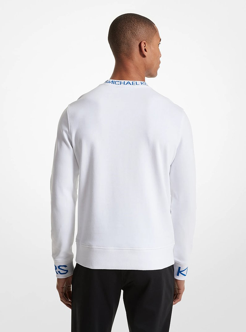 Jersey de mezcla de algod&oacute;n con logotipo in BLANCO/AZUL HEL&Eacute;NICO | Michael Kors