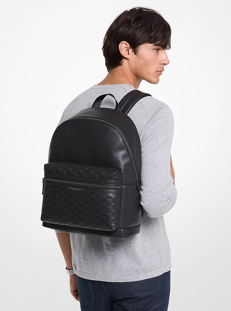Cooper Logo Embossed Backpack in BLACK | Michael Kors