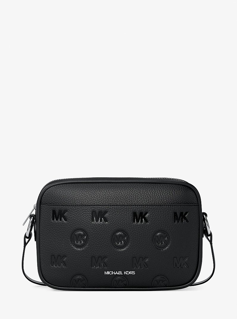 Jet Set Travel Large Logo Debossed Camera Crossbody Bag in BLACK | Michael Kors