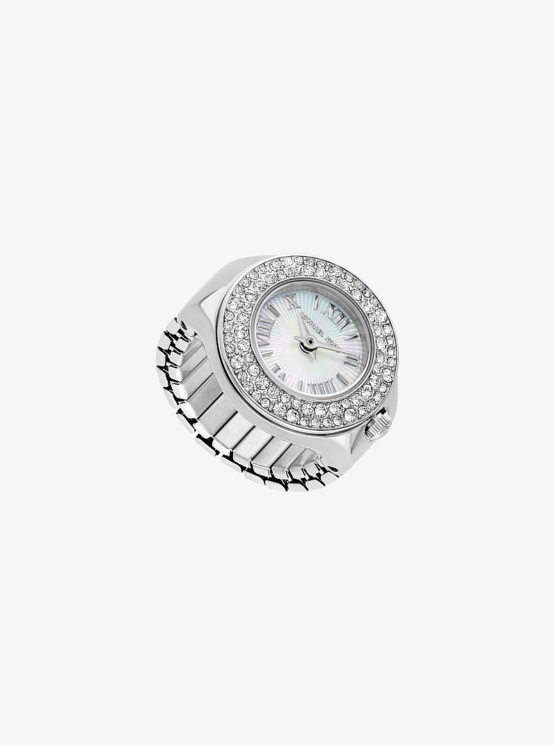 Reloj anillo Liliane en tono plateado con pav&eacute; in PLATEADO | Michael Kors