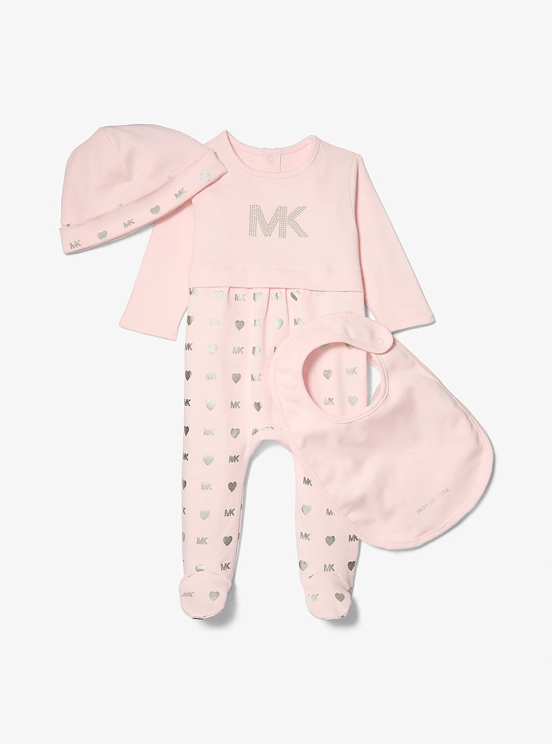 3-Piece Embellished Cotton Onesie Baby Gift Set in PALE PINK | Michael Kors