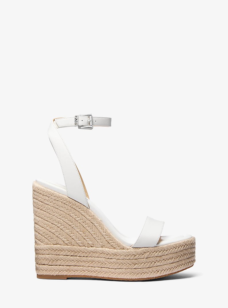 Sandale compens&eacute;e Leighton en cuir in BLANC OPTIQUE | Michael Kors