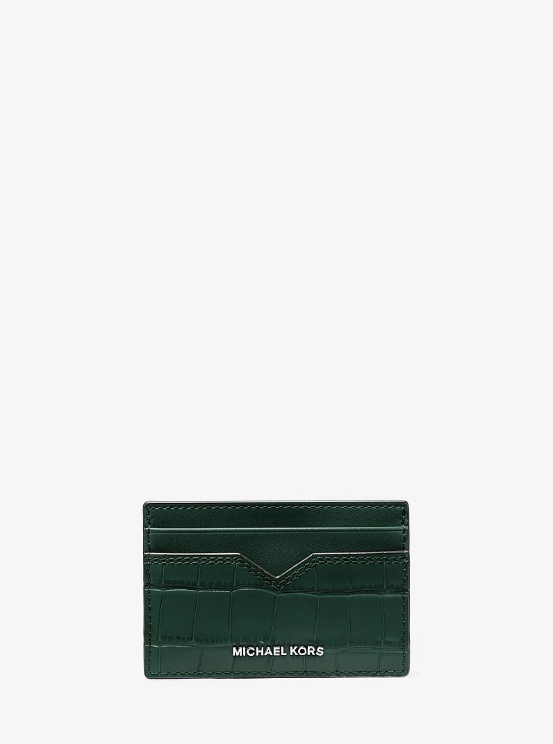 Hudson Crocodile-Embossed Leather Card Case
