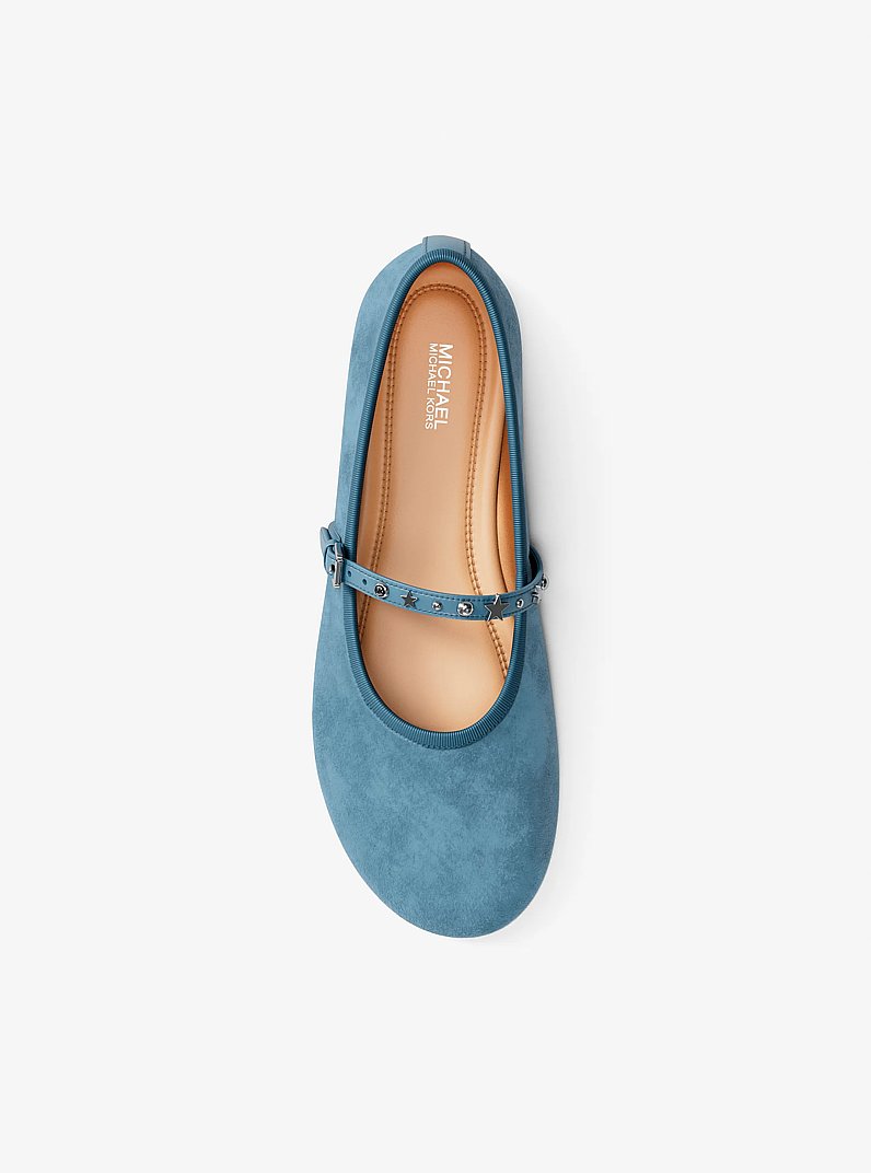 Phoebe Embellished Leather Ballet Flat in DENIM | Michael Kors