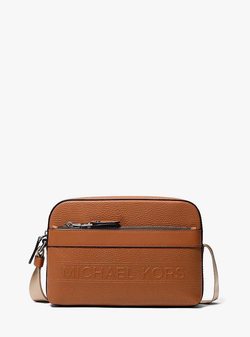 Hudson Pebbled Leather Utility Crossbody Bag in LUGGAGE | Michael Kors