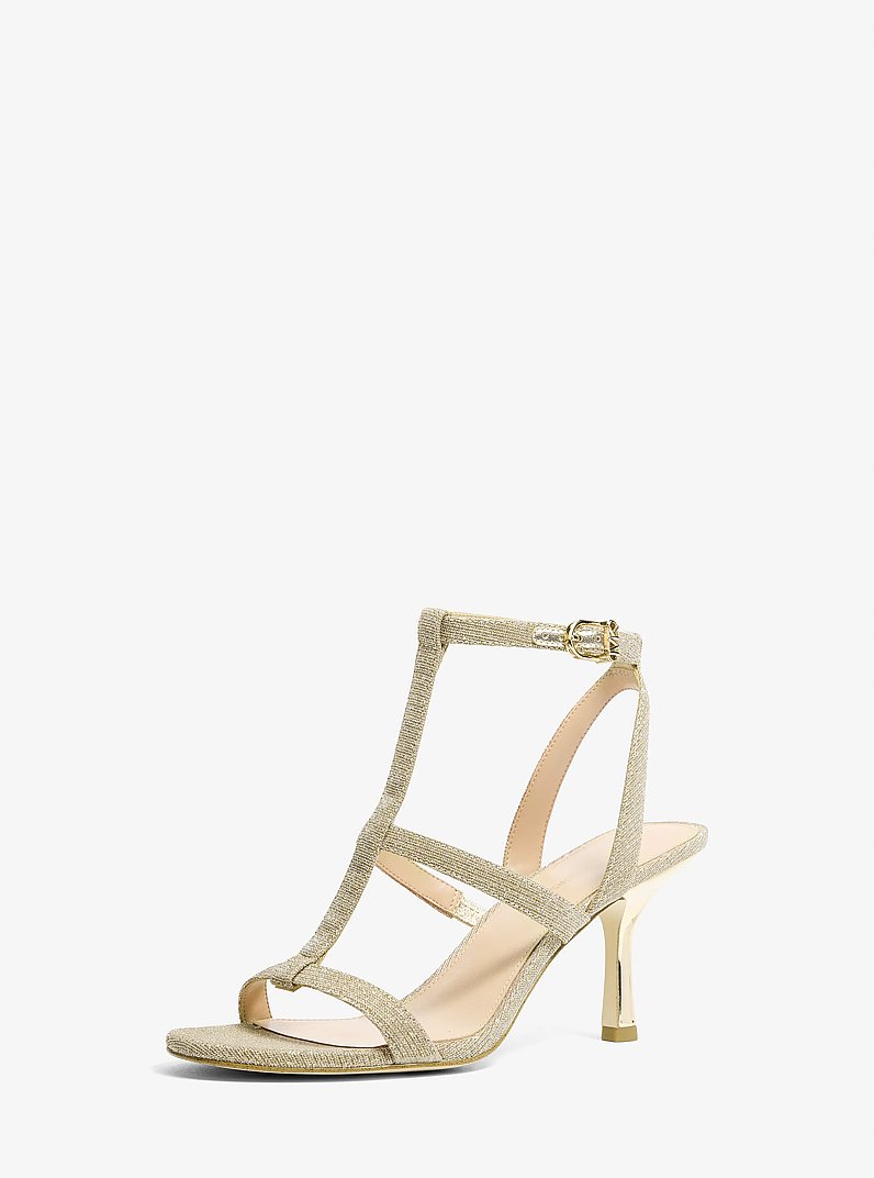 Sandalo Nara in mesh metallizzato glitterato in ORO PALLIDO | Michael Kors