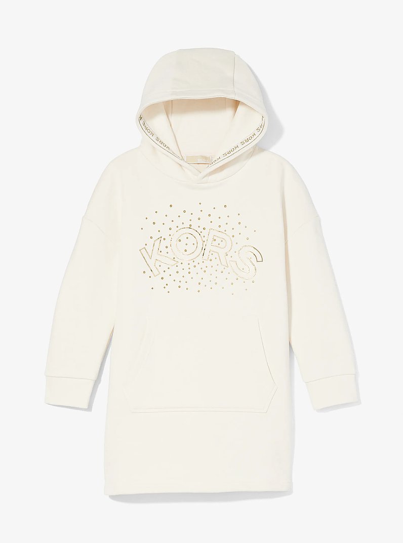 Abito con cappuccio in cotone con logo e decorazioni
